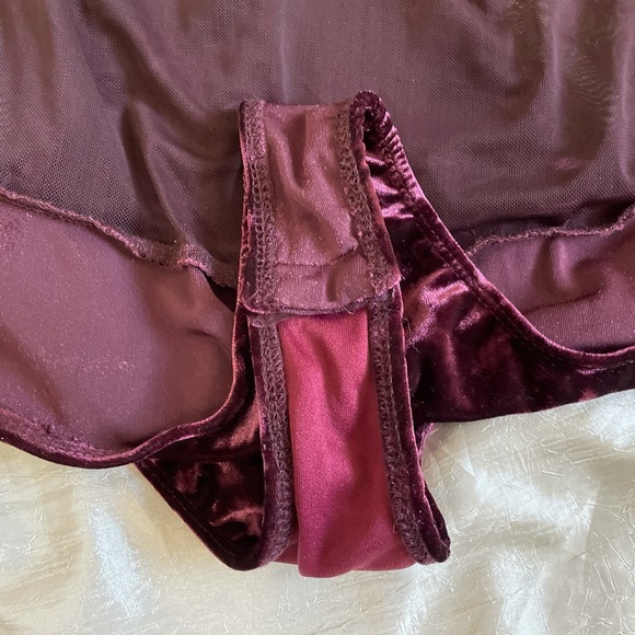 Purple mesh and crushed velvet bodysuit - Picture 8 of 8